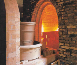 Oven in het keramiekatelier van Christian Van Parys in Longueville